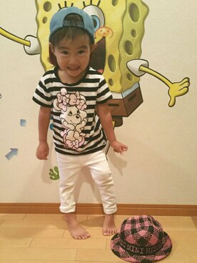 「JOEY HYSTERIC（ジョーイヒステリック）のアイテム（帽子）」を使った、忘羨さん（キッズ・90cm）の夏コーディネート