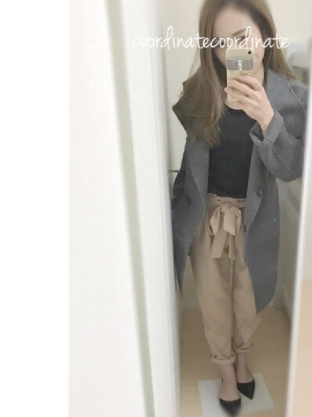 「冬コーデ、ママコーデ、153cm、シンプルコーデ、ニット、ママファッション、チビコーデ」｜「ZARAのアイテム（パンプス、ブラック系）」を使った、ℐꄲℳꄲ ⑅*♔.さん（レディース・153cm）の秋コーディネートの1枚目の写真