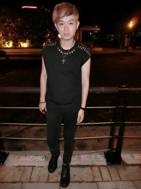 「OVERKILL inc.（オーバーキル）のアイテム（パンツ）」を使った、Luke Luさん（メンズ・171cm）の秋コーディネート