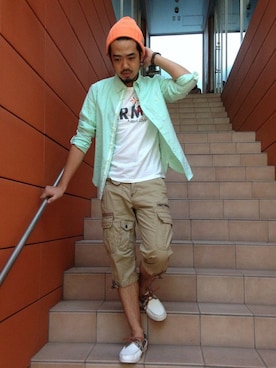 「TYPE BLUE（タイプブルー）のアイテム（トップス）」を使った、KJさん（メンズ・180cm）の夏コーディネート