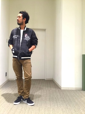 「ららぽーと富士見」｜「アイテム（スタジャン）」を使った、KJさん（メンズ・181cm）の夏コーディネート