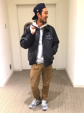 「ららぽーと富士見」｜「アイテム（スタジャン）」を使った、KJさん（メンズ・181cm）の秋コーディネート