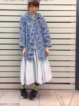 「ストライプスカート」｜「アイテム（ブルゾン）」を使った、ウエノさん（レディース・162cm）の春コーディネート
