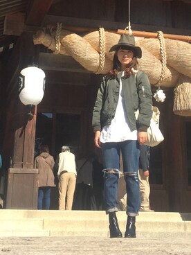 「Ray BEAMS（レイビームス）のアイテム（ブルゾン）」を使った、ウエノさん（レディース・162cm）の秋コーディネート