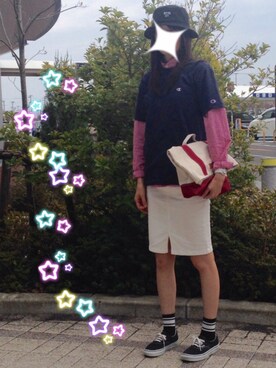 「OZOC（オゾック）のアイテム（デニムスカート）」を使った、AYU∞さん（レディース・166cm）の春コーディネート
