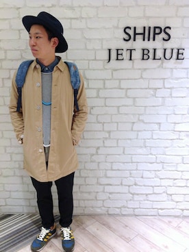 「SHIPS JET BLUE（シップスジェットブルー）のアイテム（チノパンツ）」を使った、大浪さん（メンズ・173cm）の春コーディネート