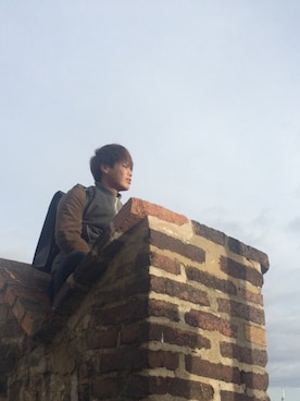 「HARE（ハレ）のアイテム（シャツ/ブラウス、ブルー系）」を使った、kokiさん（メンズ）の秋コーディネート