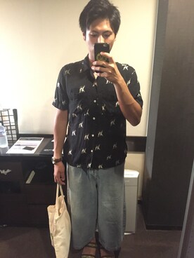 「Supreme （シュプリーム）のアイテム（シャツ/ブラウス、ブラック系）」を使った、kokiさん（メンズ）の夏コーディネート