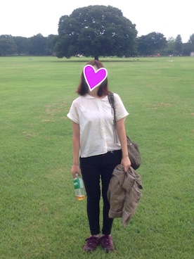 「アイテム（ナイロンジャケット、グリーン系）」を使った、みささん（レディース・152cm）の秋コーディネート