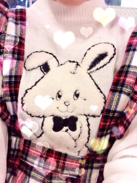 「Candy Stripper（キャンディストリッパー）のアイテム（ニット/セーター、ホワイト系）」を使った、まりあさんの冬コーディネート