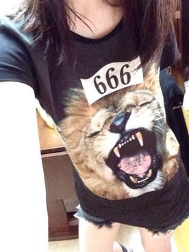 「jouetie（ジュエティ）のアイテム（Tシャツ/カットソー、ブラック系）」を使った、まりあさんの冬コーディネート