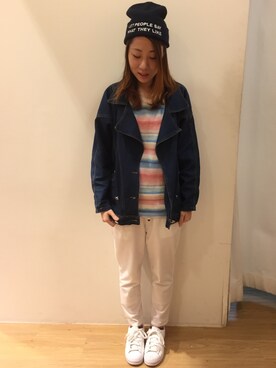 「CLOSE-UP（クローズアップ）のアイテム（帽子）」を使った、su.comさん（レディース・155cm）の春コーディネート