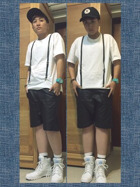 「アイテム（ブーツ、ホワイト系）」を使った、L.Tさん（レディース・163cm）の秋コーディネート