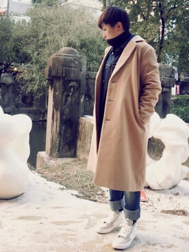 「VANS（バンズ）のアイテム（シューズ、ホワイト系）」を使った、L.Tさんの冬コーディネート