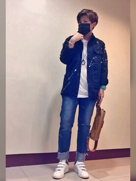 「adidas（アディダス）のアイテム（シューズ、ホワイト系）」を使った、L.Tさんの春コーディネート