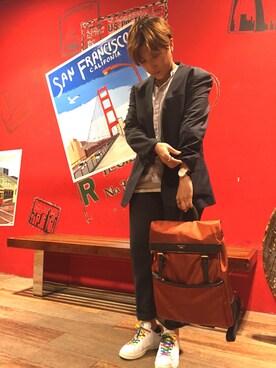 「adidas（アディダス）のアイテム（シューズ、ホワイト系）」を使った、L.Tさんの春コーディネート