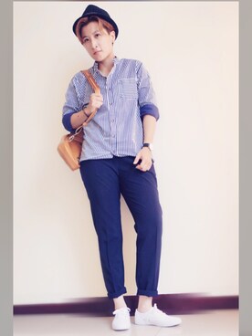 「Keds（ケッズ）のアイテム（シューズ、ホワイト系）」を使った、L.Tさんの夏コーディネート