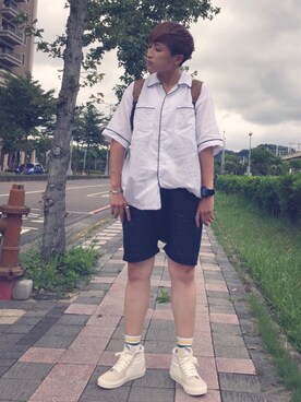 「VANS（バンズ）のアイテム（シューズ、ホワイト系）」を使った、L.Tさんの秋コーディネート