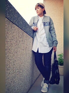 「ASICS（アシックス）のアイテム（シューズ、ホワイト系）」を使った、L.Tさんの秋コーディネート