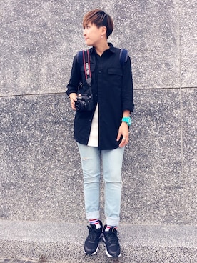 「Saucony（サッカニー）のアイテム（シューズ、ブラック系）」を使った、L.Tさんの秋コーディネート