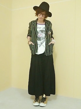 「ストライプジャケット」｜あゆみっくすさん（レディース・167cm）の秋コーディネート