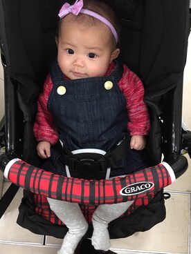「next（next）のアイテム（デニムスカート、ブラック系）」を使った、saraさん（キッズ・80cm）の冬コーディネート