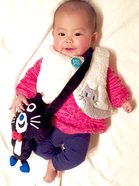 「petitjamのアイテム（その他ベビー用品、ホワイト系）」を使った、saraさん（キッズ・80cm）の冬コーディネート
