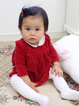 「RALPH LAUREN（ラルフ ローレン）のアイテム（ワンピース、レッド系）」を使った、saraさん（キッズ・80cm）の冬コーディネート