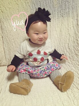 「9ヶ月」｜「アイテム（ブーツ）」を使った、yuaさん（キッズ・60cm）の冬コーディネート