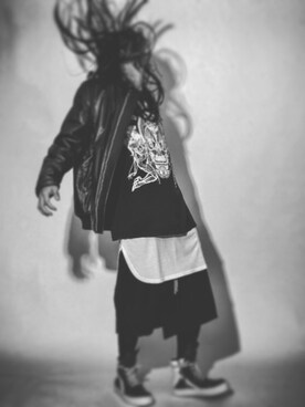 「GIVENCHY」｜「アイテム（ライダースジャケット）」を使った、HALO TOKYOさん（メンズ・185cm）の秋コーディネート