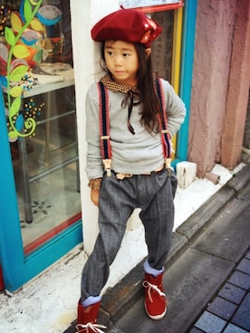 「スウェット×シャツ」｜asu-さん（キッズ・120cm）の冬コーディネート