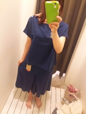 「ジャパンブルー」｜「アイテム（その他シューズ）」を使った、こたえさん（レディース・147cm）の夏コーディネート