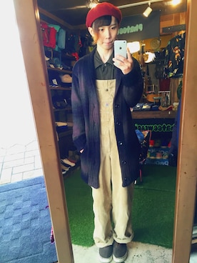 「しまむら」｜「アイテム（オールインワン・サロペット）」を使った、まさひろさん（メンズ・171cm）の秋コーディネート