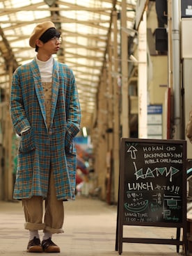 「ガウン」｜「アイテム（オールインワン・サロペット）」を使った、まさひろさん（メンズ・171cm）の秋コーディネート