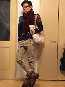 「united bamboo（ユナイテッドバンブー）のアイテム」を使った、takaさん（メンズ・172cm）の冬コーディネート