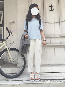「日焼け対策」｜「アイテム（腕時計）」を使った、shiratamaさん（レディース・157cm）の春コーディネート