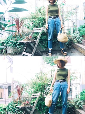 「UNITED ARROWS（ユナイテッドアローズ）のUWMM ウエスタンベルト ◆（ベルト）」を使った、猪鼻ちひろさん（レディース・150cm）の夏コーディネート