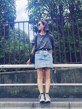 「UNITED ARROWS（ユナイテッドアローズ）のUWMM ウエスタンベルト ◆（ベルト）」を使った、猪鼻ちひろさん（レディース・150cm）の秋コーディネート