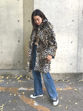 「Maison Kitsune（メゾンキツネ）のアイテム（その他アウター）」を使った、猪鼻ちひろさん（レディース・150cm）の冬コーディネート