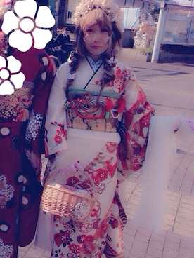 「handmade」｜「アイテム（浴衣）」を使った、胡桃んさん（レディース・154cm）の冬コーディネート