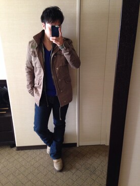 「wjk（ダヴルジェイケイ）のアイテム（ミリタリージャケット）」を使った、TAKERU.Nさん（メンズ・165cm）の春コーディネート