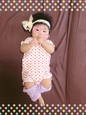 「アイテム（レッグウォーマー、パープル系）」を使った、yuiko        tomoさん（キッズ・60cm）の秋コーディネート