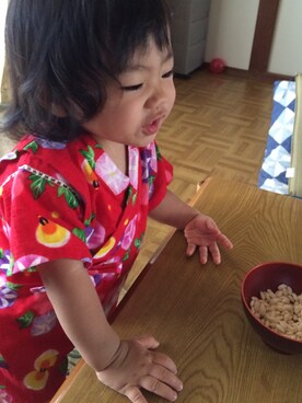 「アイテム（水着/着物・浴衣、レッド系）」を使った、yuiko        tomoさん（キッズ・80cm）の夏コーディネート