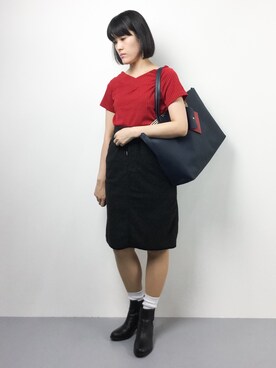 「ビッグトート」｜「アイテム（スカート）」を使った、ハマアイさん（レディース・161cm）の夏コーディネート