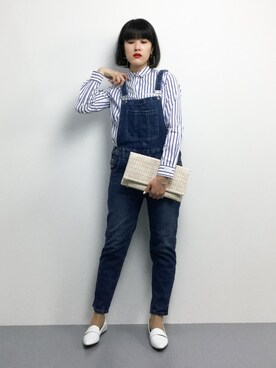 「anap mimpi（アナップミンピ）のアイテム（サロペット/オーバーオール）」を使った、ハマアイさん（レディース・161cm）の夏コーディネート