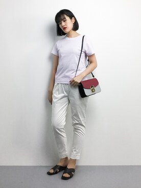 「PLAIN CLOTHING（プレーンクロージング）のアイテム（サンダル）」を使った、ハマアイさん（レディース・161cm）の夏コーディネート
