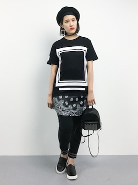 「Three Four Time（ｽﾘｰﾌｫｰﾀｲﾑ）のアイテム（バックパック/リュック）」を使った、ハマアイさん（レディース・161cm）の夏コーディネート