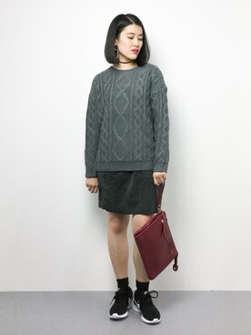 「Denime（ドゥニーム）のフェイクスウェードラップスカート（スカート）」を使った、ハマアイさん（レディース・161cm）の秋コーディネート