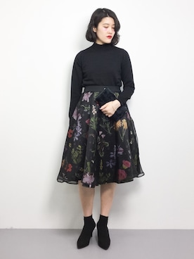 「M.deux（エムドゥ）のアイテム（ニット/セーター）」を使った、ハマアイさん（レディース・161cm）の冬コーディネート
