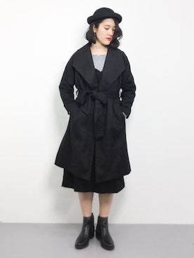 「YECCA VECCA（イェッカヴェッカ）のアイテム（ダウンジャケット/コート）」を使った、ハマアイさん（レディース・161cm）の冬コーディネート